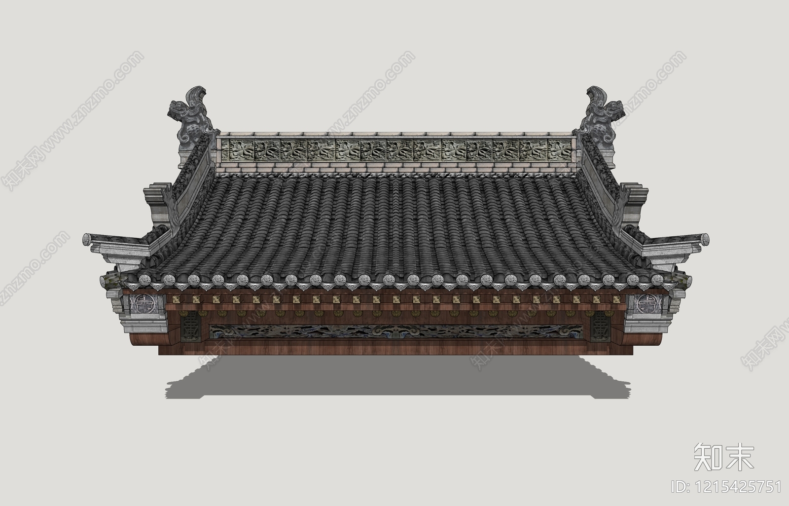 新中式古建筑SU模型下载【ID:1215425751】