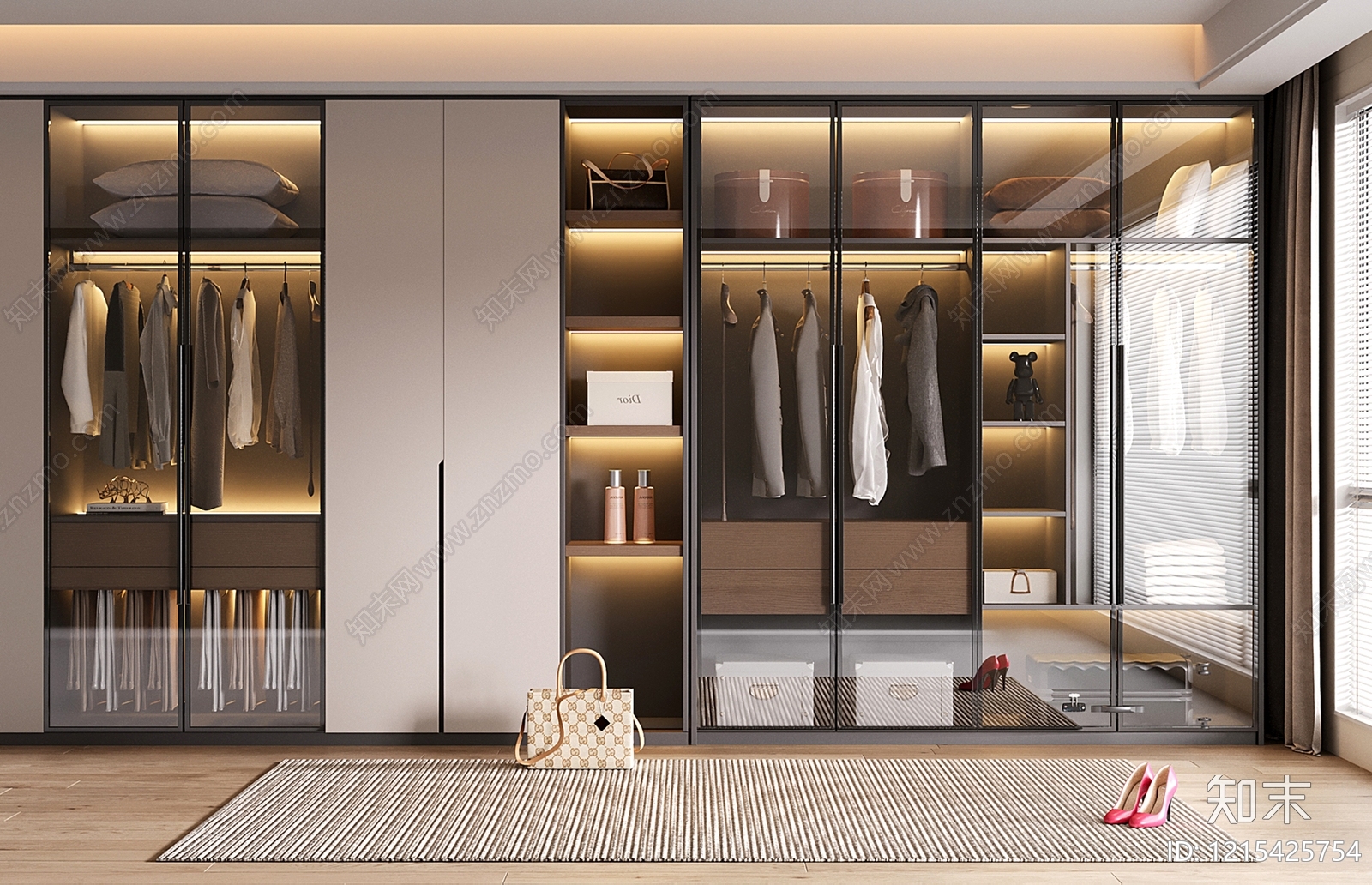 现代简约衣柜SU模型下载【ID:1215425754】