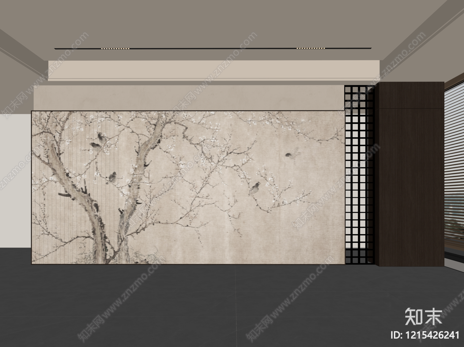 新中式背景墙SU模型下载【ID:1215426241】