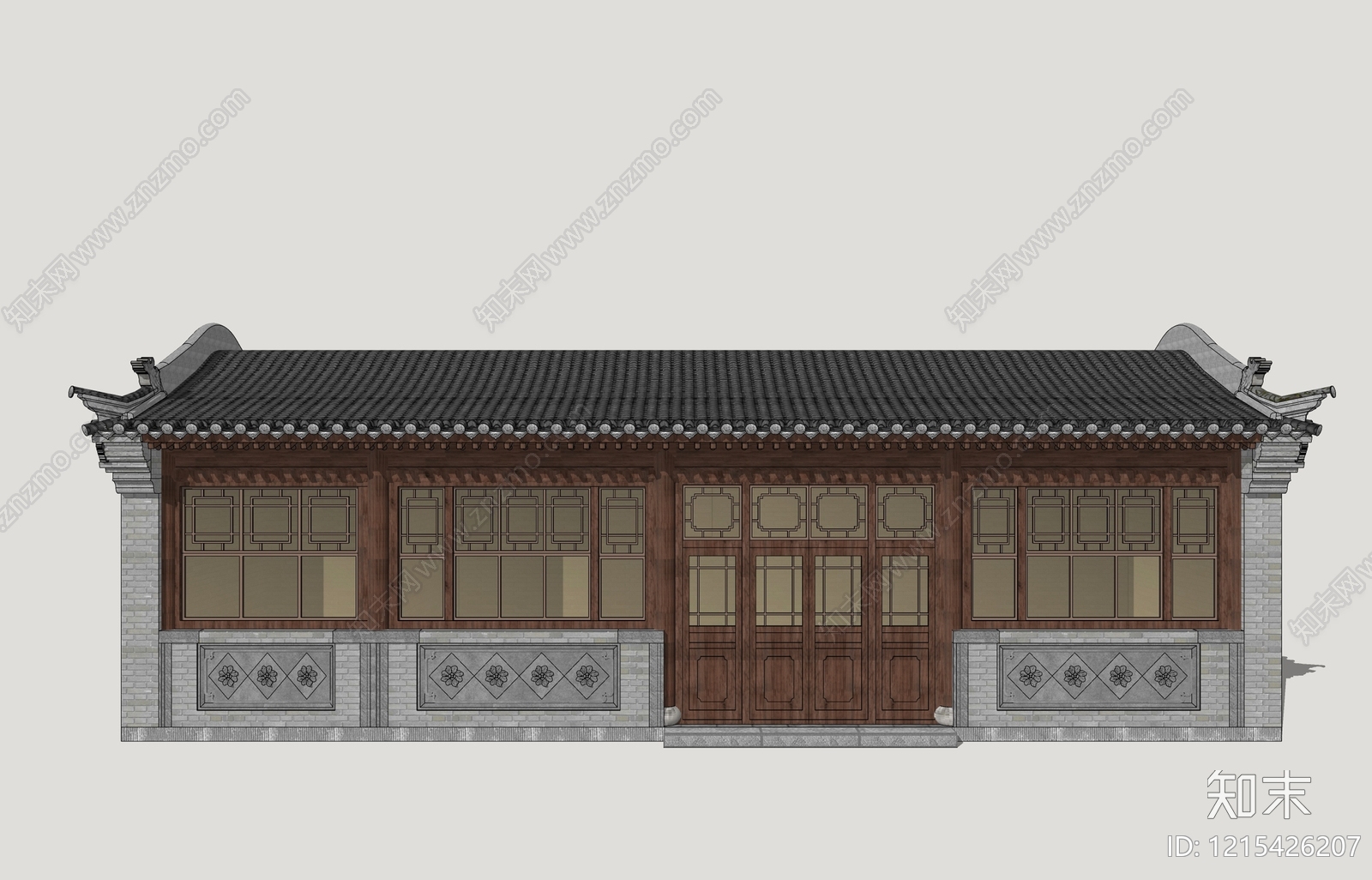 中式古建筑SU模型下载【ID:1215426207】