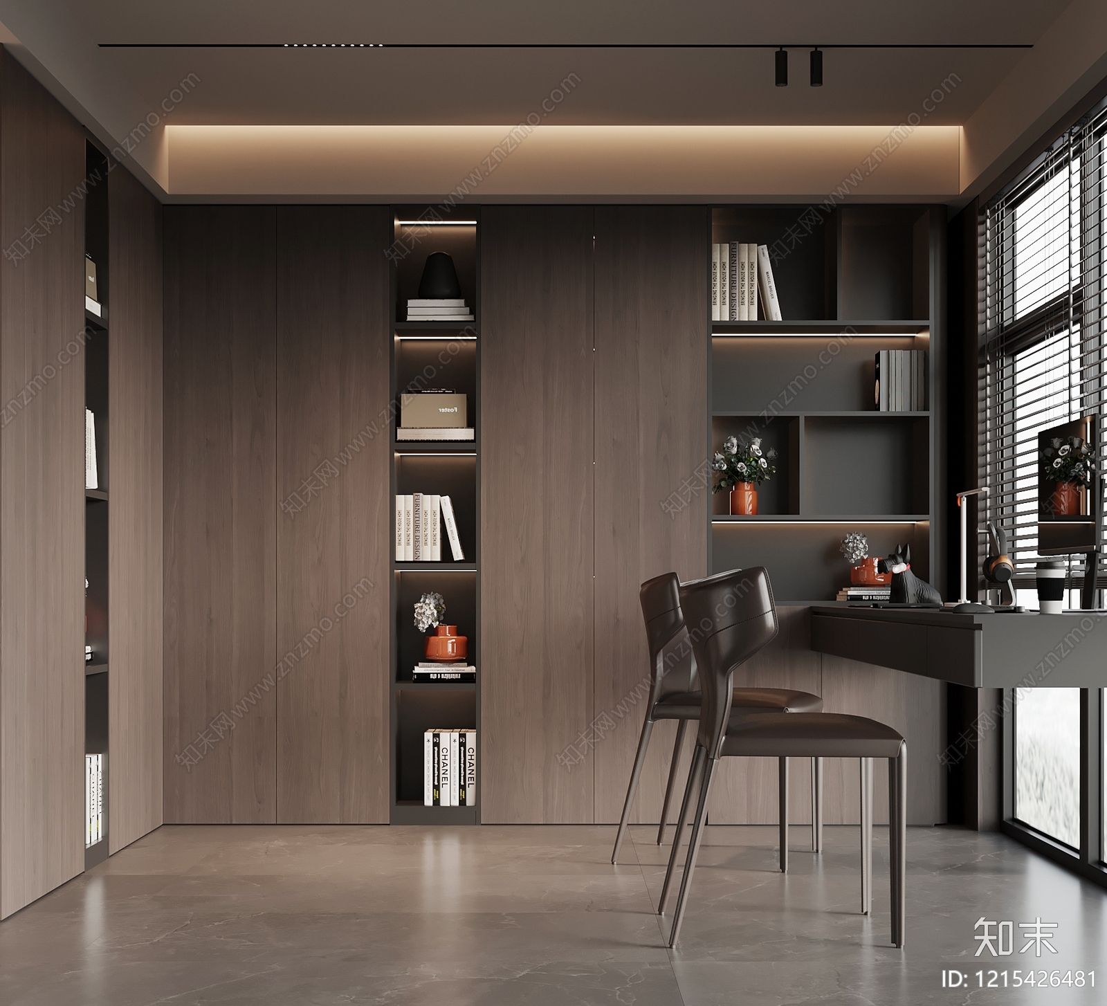 现代极简书房3D模型下载【ID:1215426481】