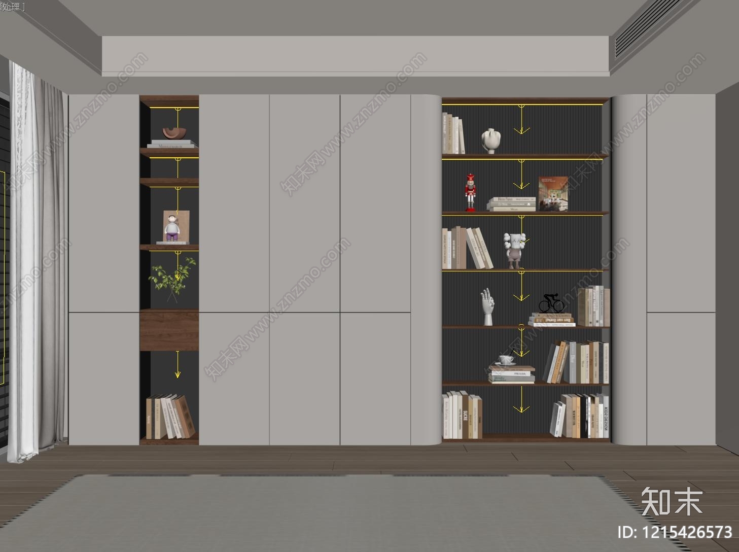 现代简约书柜SU模型下载【ID:1215426573】