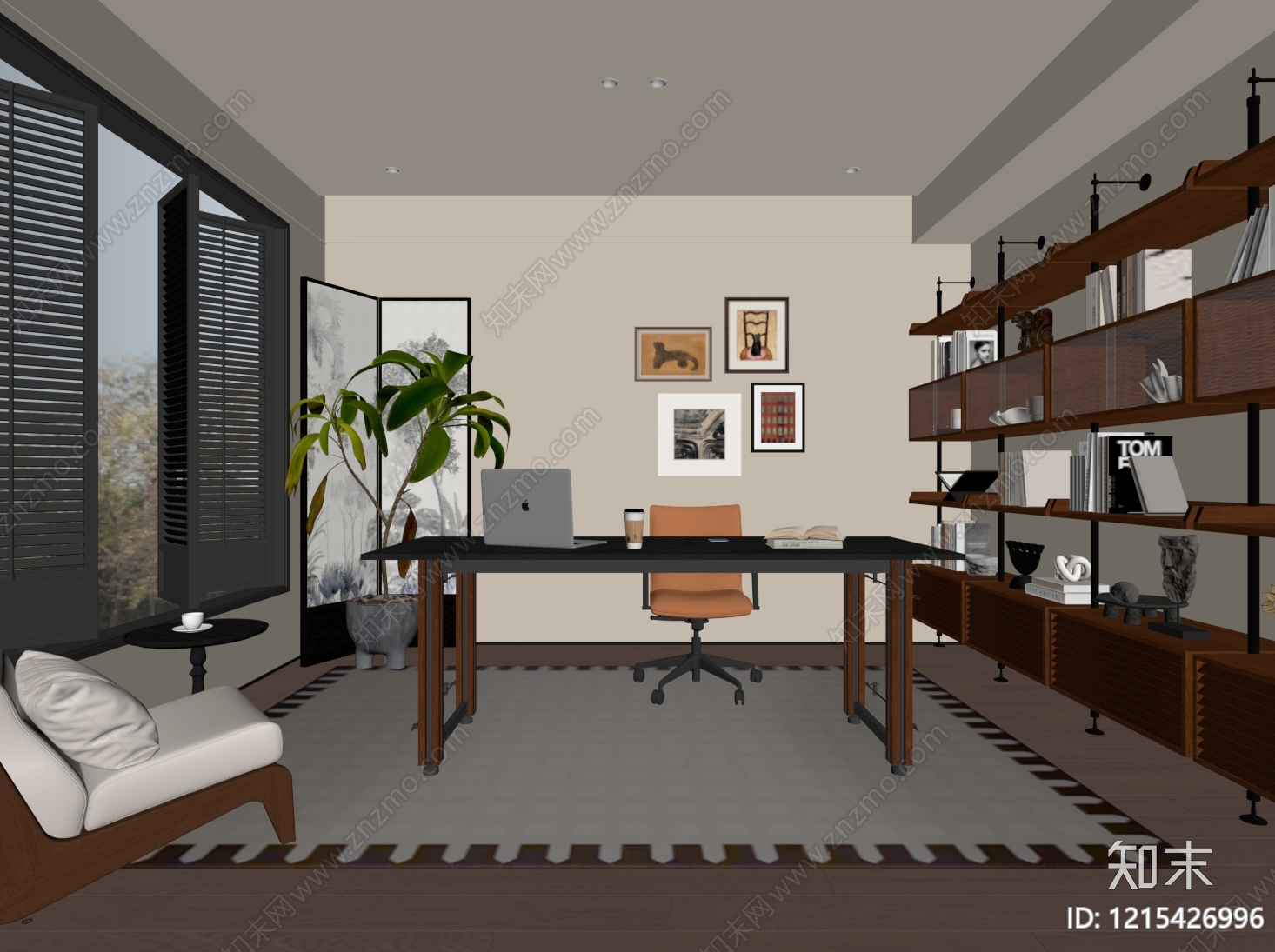 中古风书房SU模型下载【ID:1215426996】
