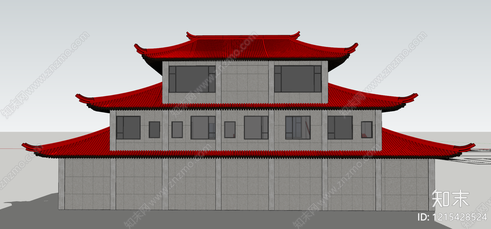 禅意中式别墅建筑cad施工图下载【ID:1215428524】