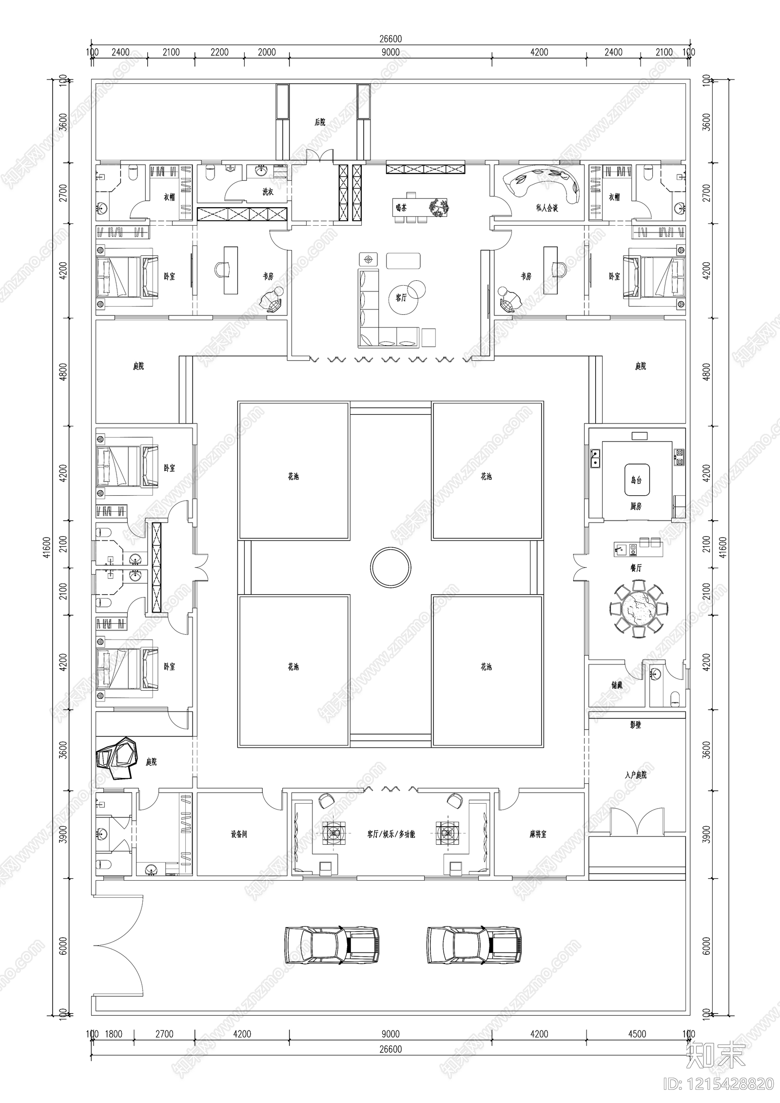中式四合院cad施工图下载【ID:1215428820】