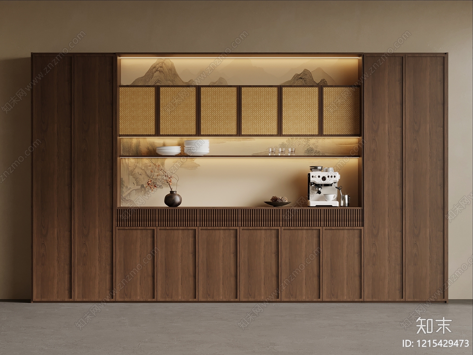 新中式酒柜3D模型下载【ID:1215429473】