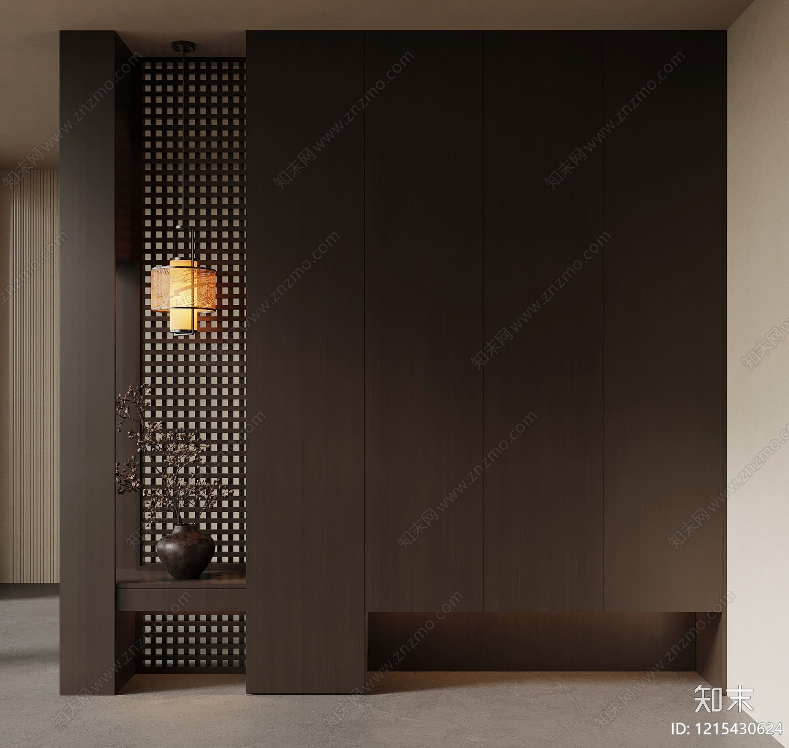 新中式玄关3D模型下载【ID:1215430624】