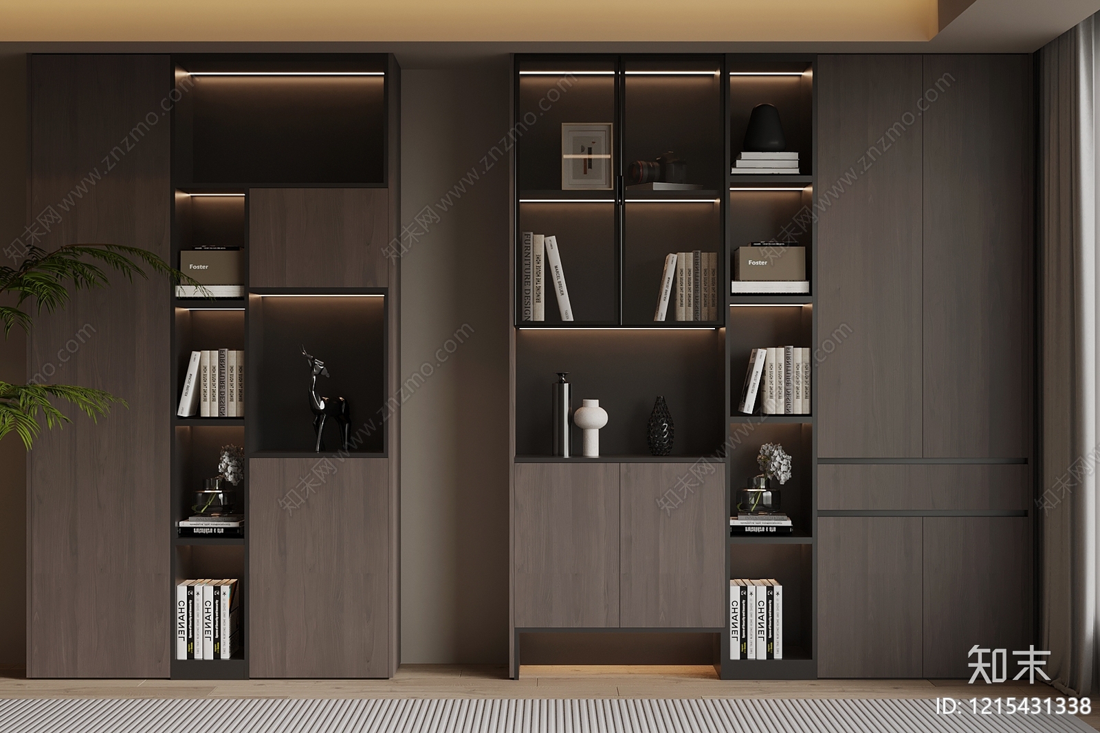 现代极简书柜3D模型下载【ID:1215431338】