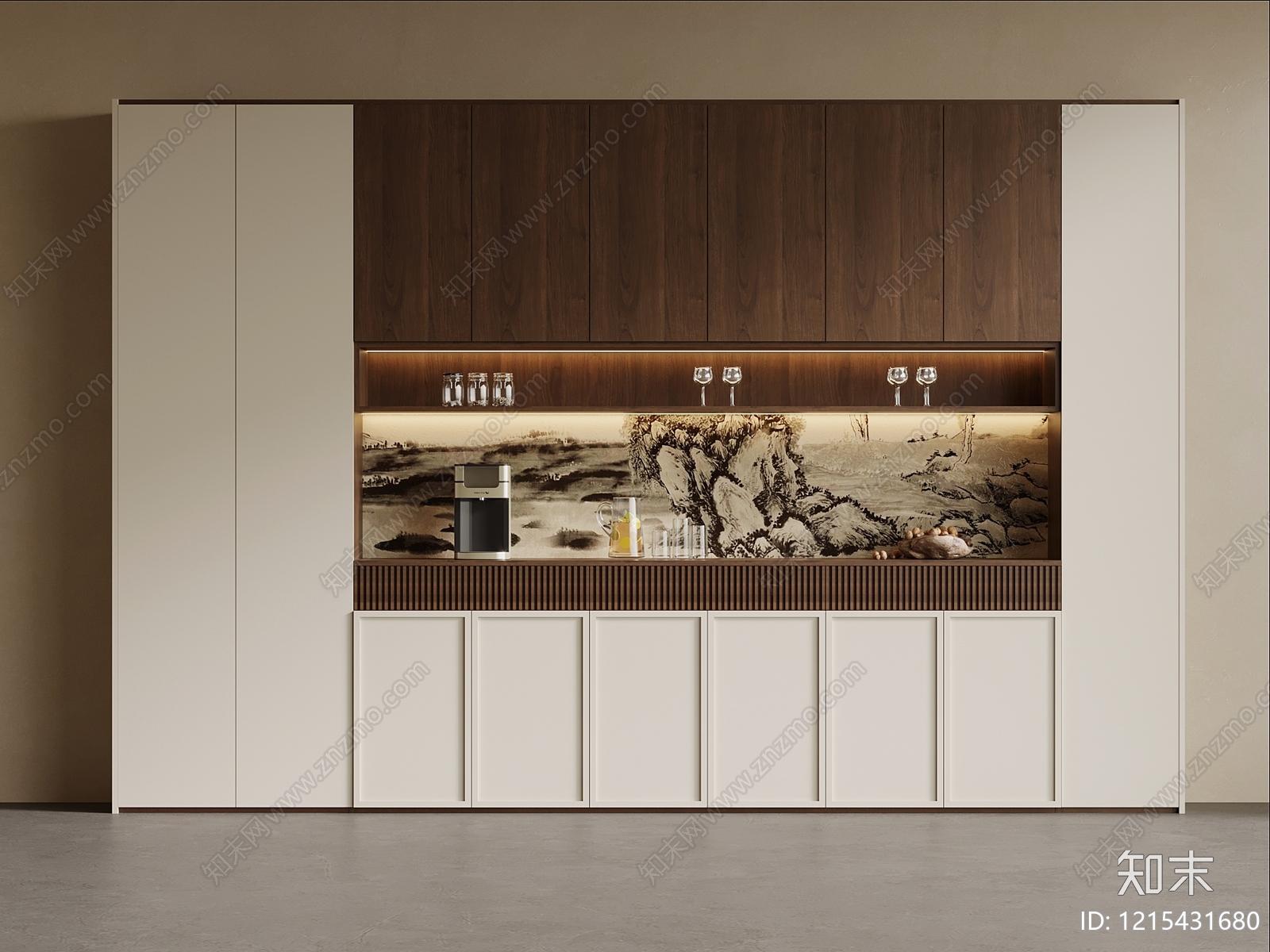 新中式酒柜SU模型下载【ID:1215431680】