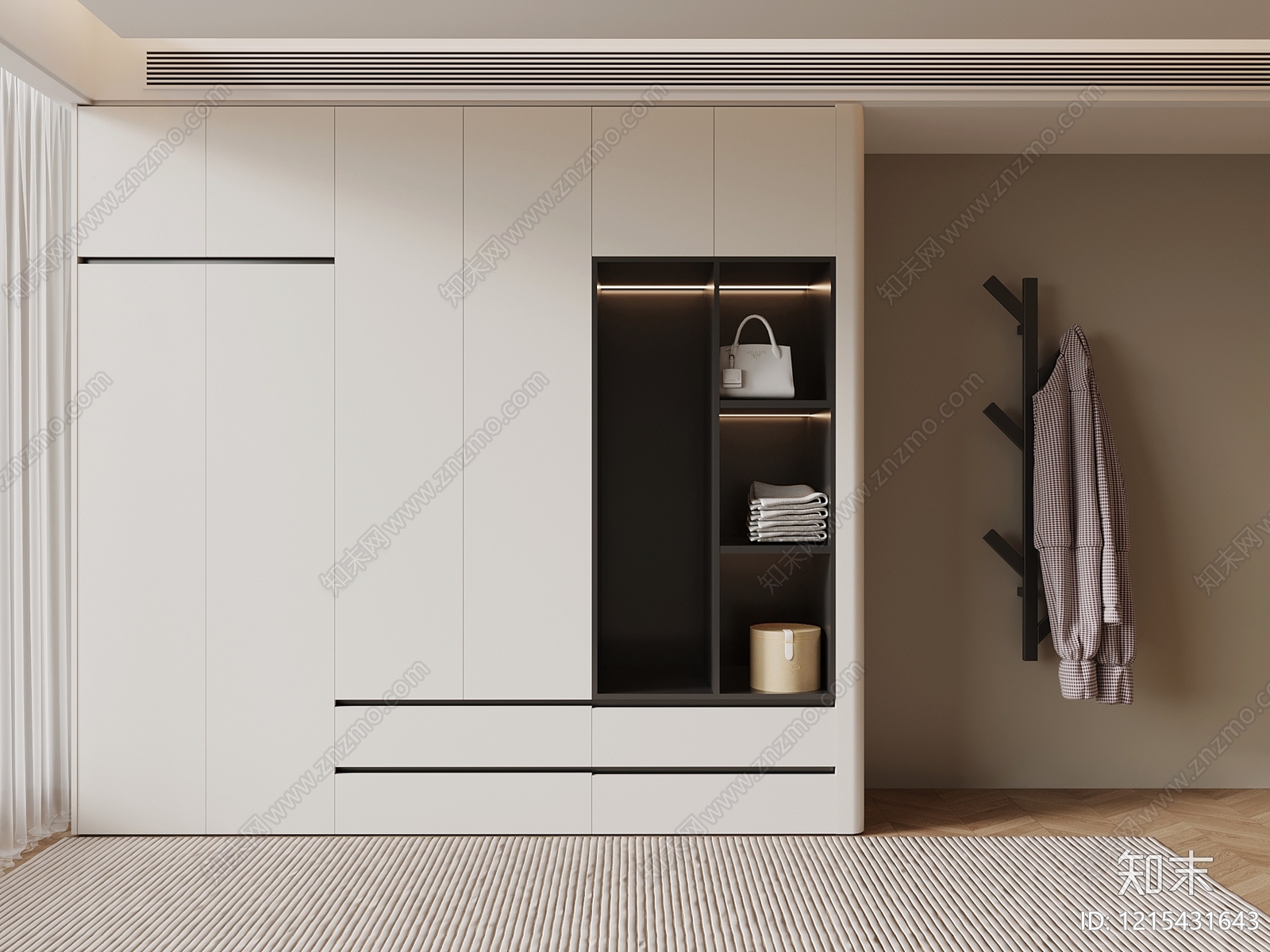 现代简约衣柜SU模型下载【ID:1215431643】
