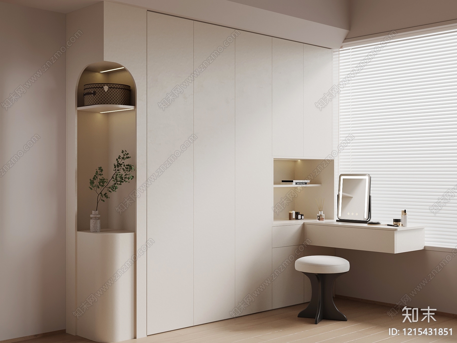 奶油风衣柜3D模型下载【ID:1215431851】