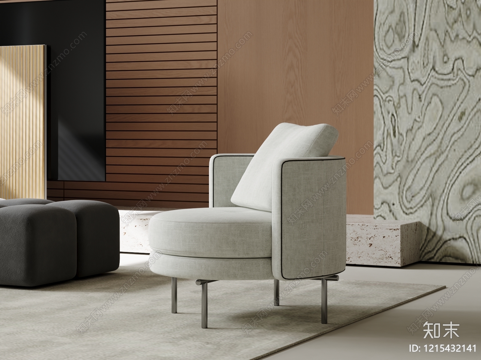 现代简约单人沙发3D模型下载【ID:1215432141】