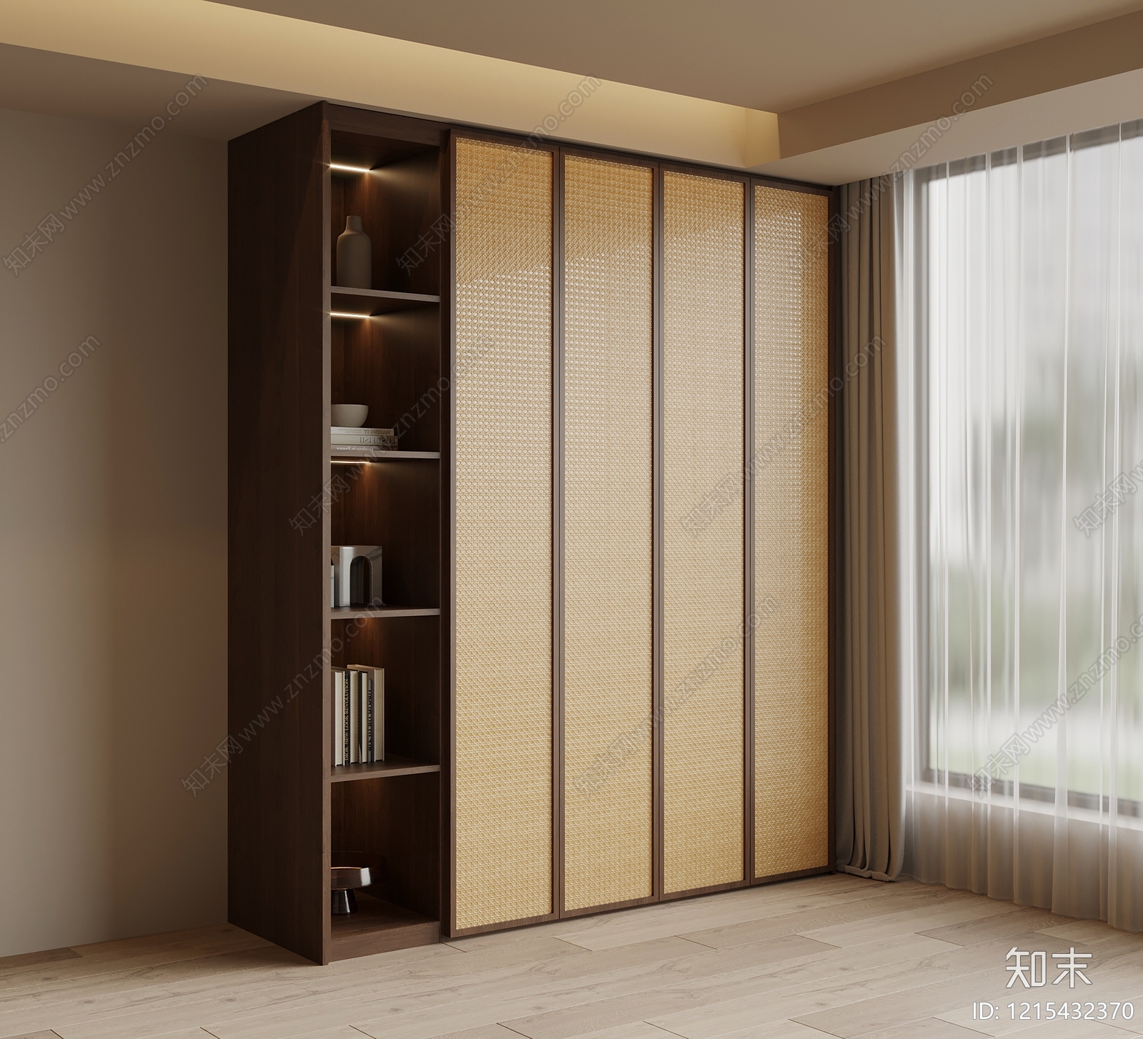 日式衣柜SU模型下载【ID:1215432370】