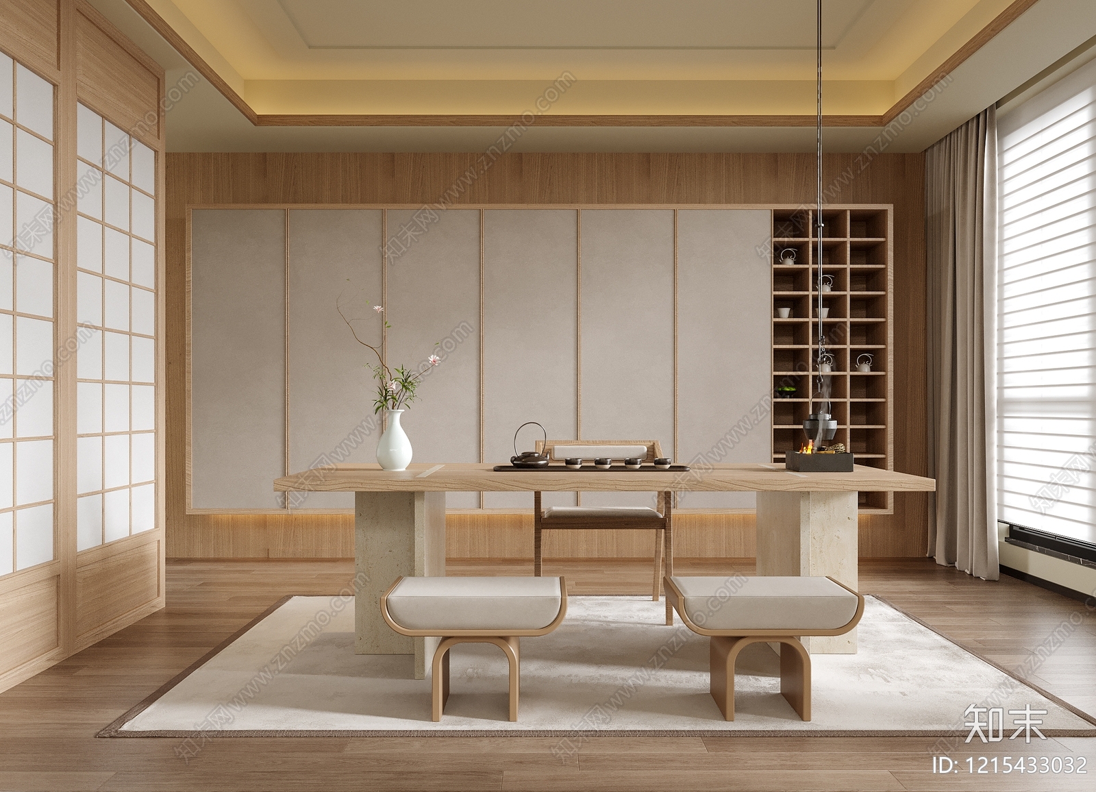 日式禅意茶室SU模型下载【ID:1215433032】