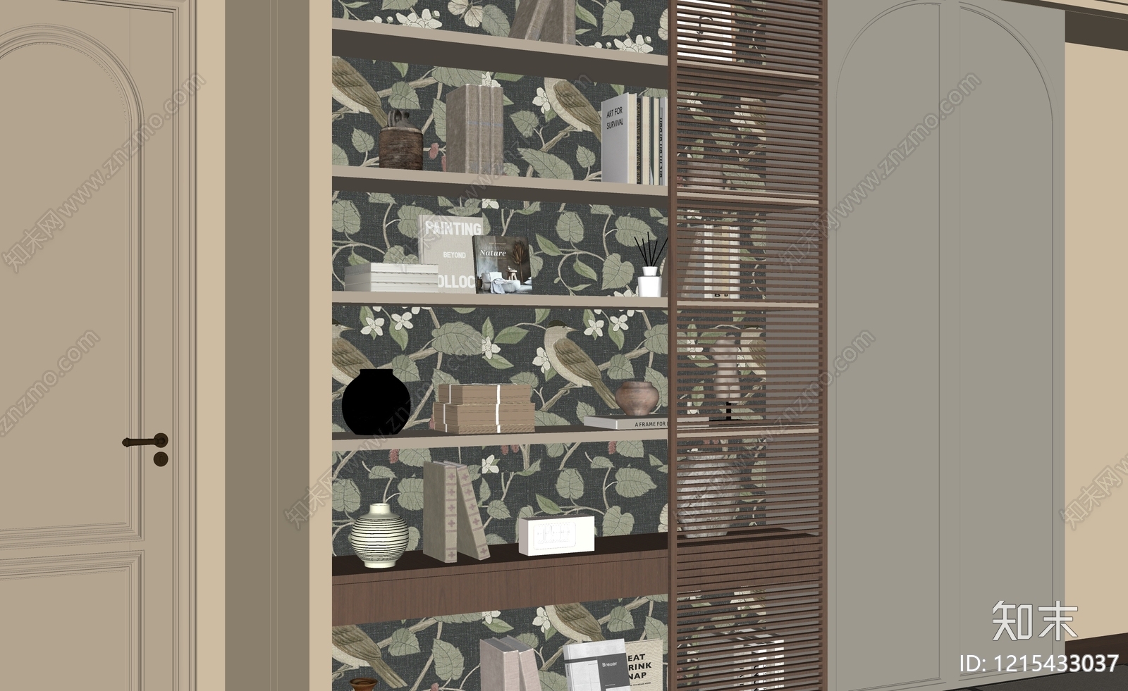 新中式书柜SU模型下载【ID:1215433037】