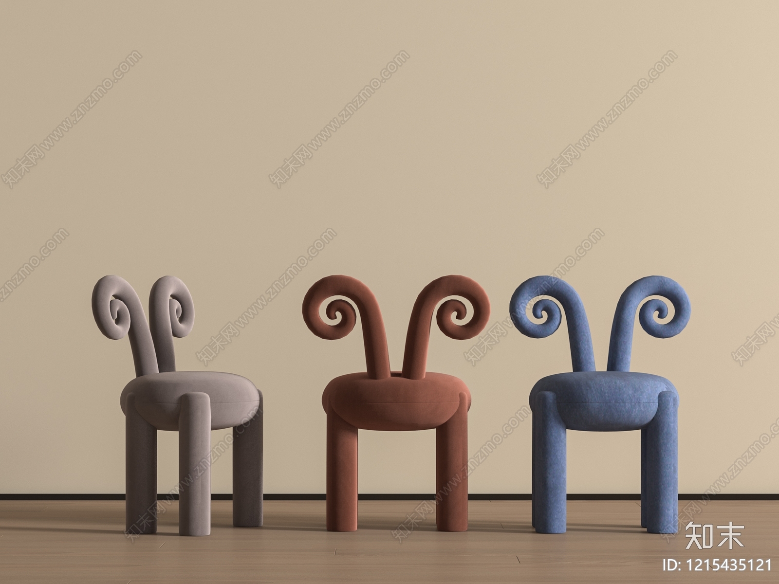现代卡通艺术风儿童椅3D模型下载【ID:1215435121】