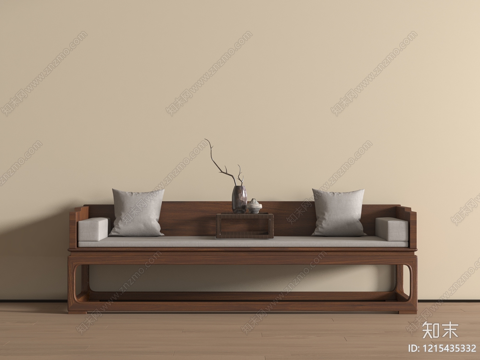 新中式罗汉床3D模型下载【ID:1215435332】