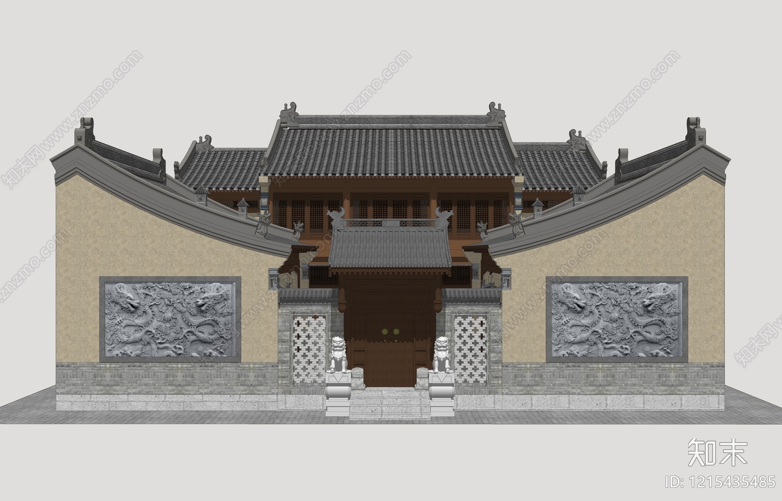 新中式四合院SU模型下载【ID:1215435485】
