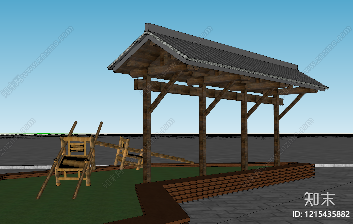 复古中古廊架施工图下载【ID:1215435882】