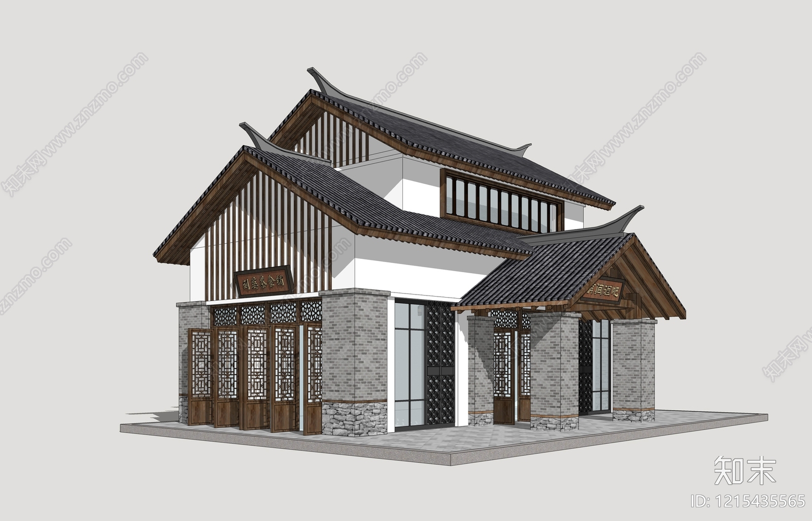 新中式其他商业建筑SU模型下载【ID:1215435565】