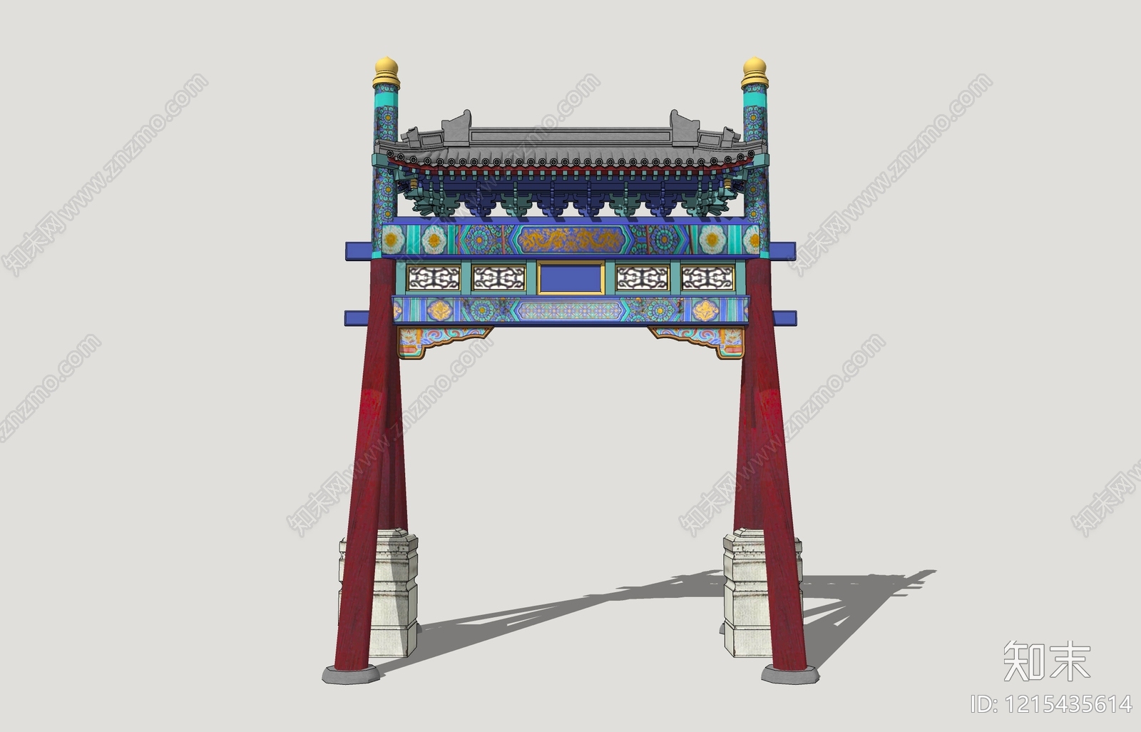 中式牌坊牌楼SU模型下载【ID:1215435614】