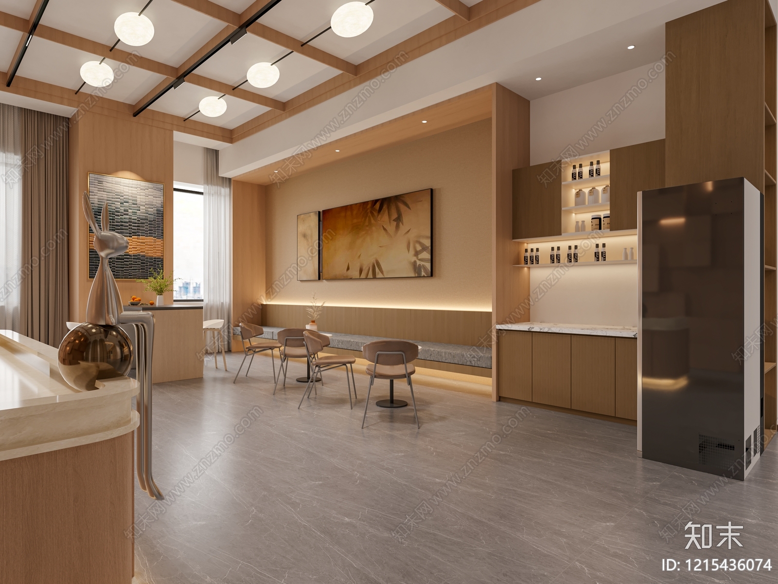 新中式酒店走廊3D模型下载【ID:1215436074】