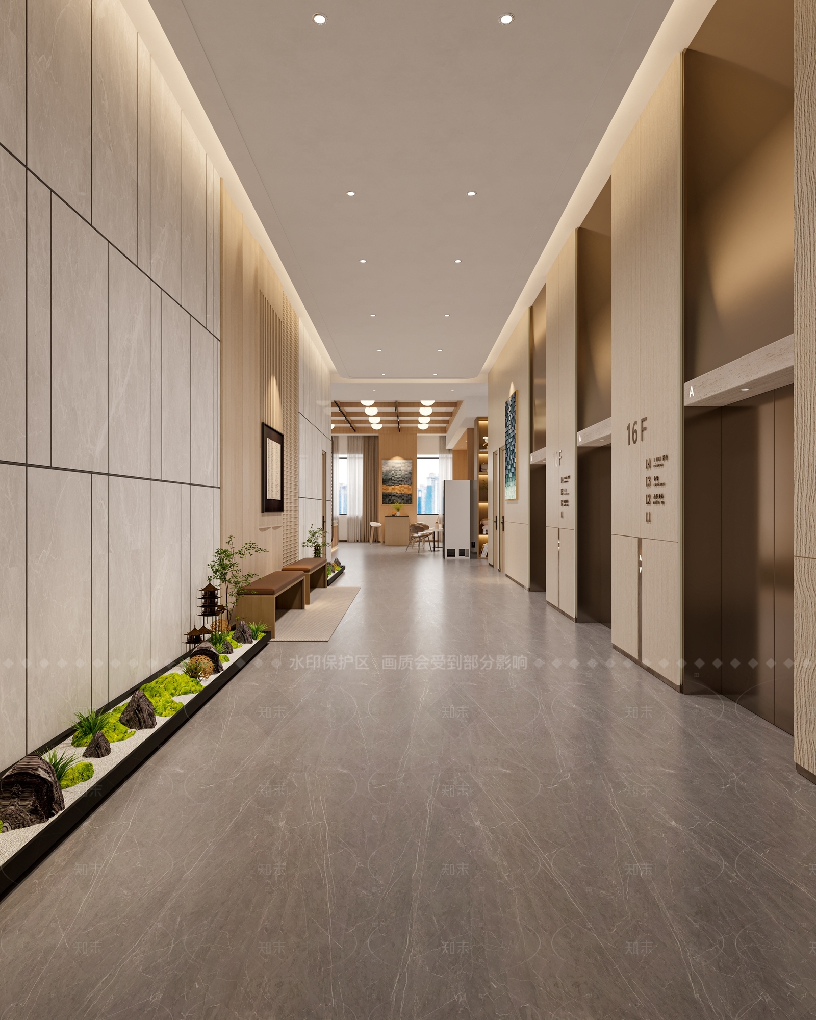 新中式酒店走廊3D模型下载【ID:1215436074】