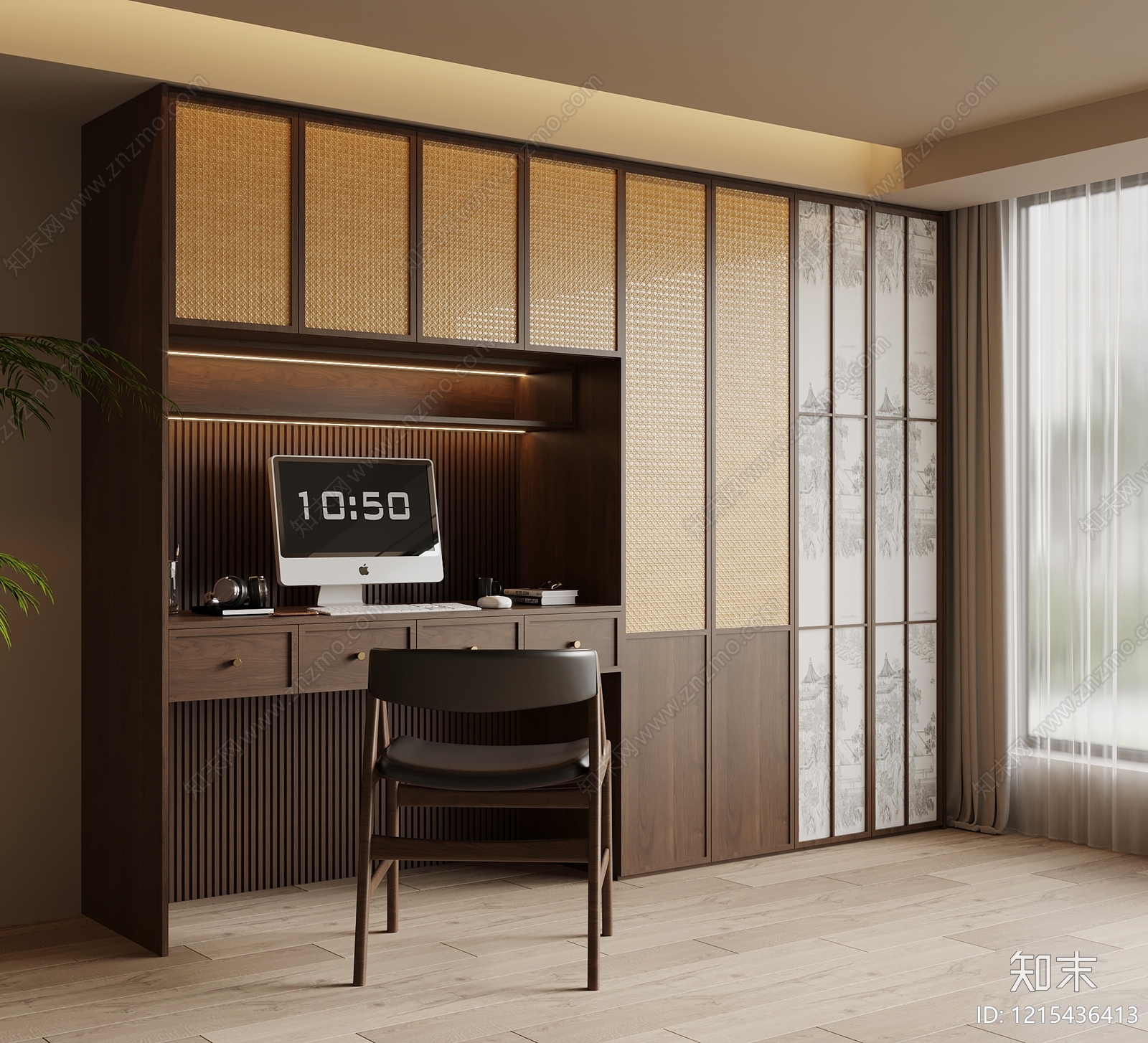 新中式储物柜3D模型下载【ID:1215436413】