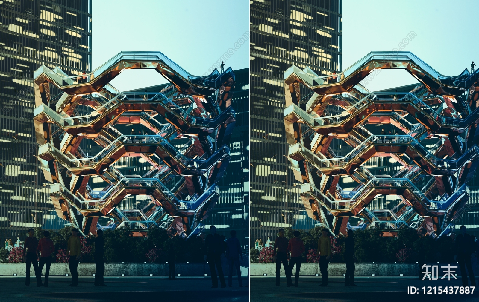 现代主义城市广场装置3D模型下载【ID:1215437887】