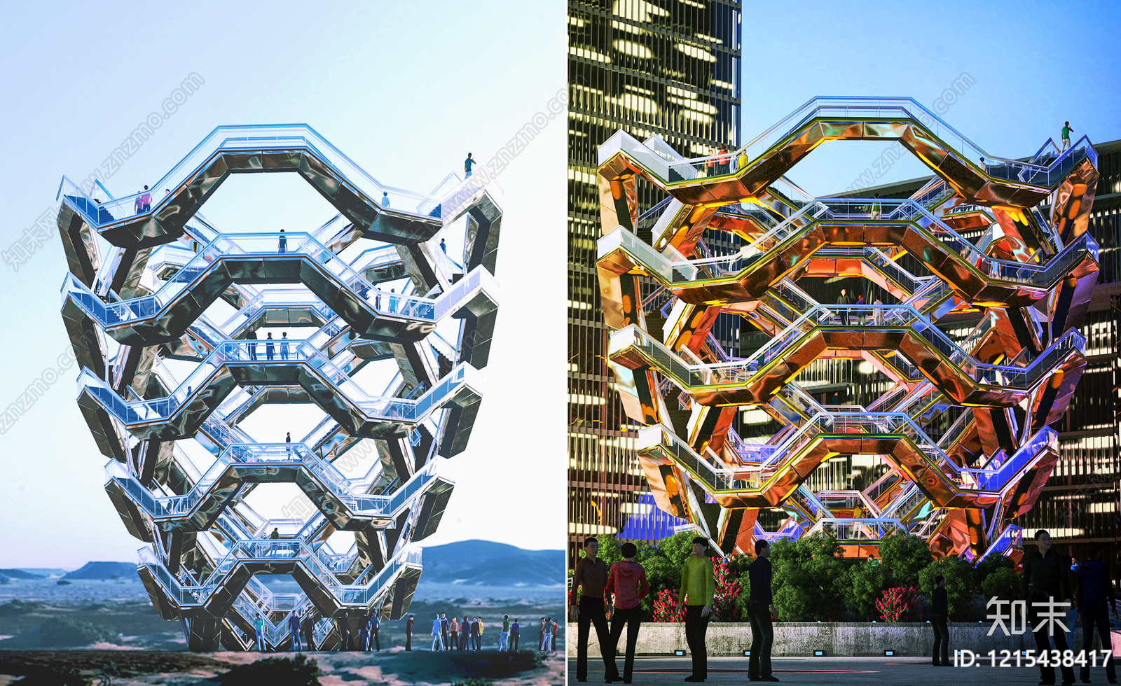 参数化设计城市广场装置3D模型下载【ID:1215438417】