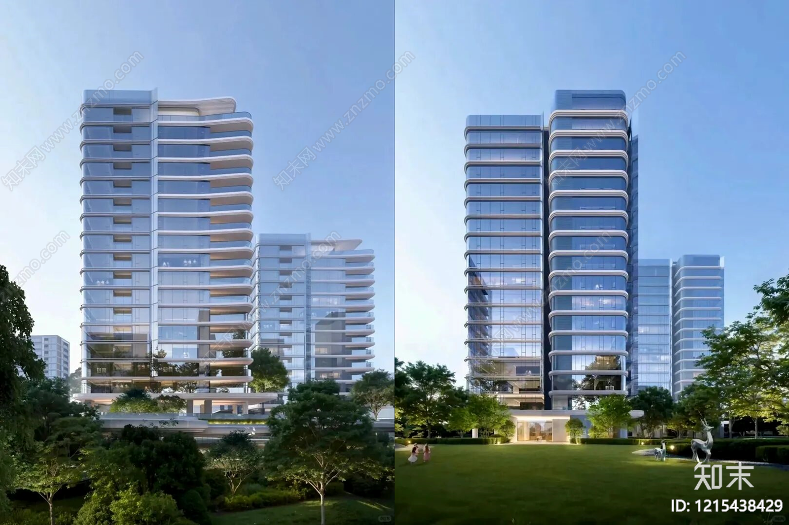 现代主义小高层住宅楼SU模型下载【ID:1215438429】