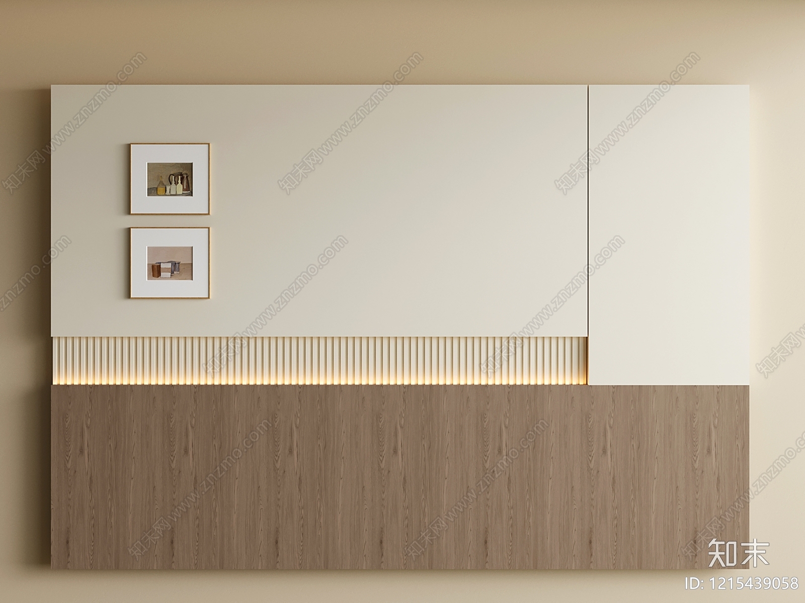 奶油风床头背景墙3D模型下载【ID:1215439058】