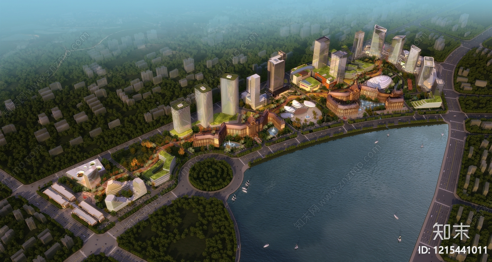 现代主义鸟瞰规划3D模型下载【ID:1215441011】