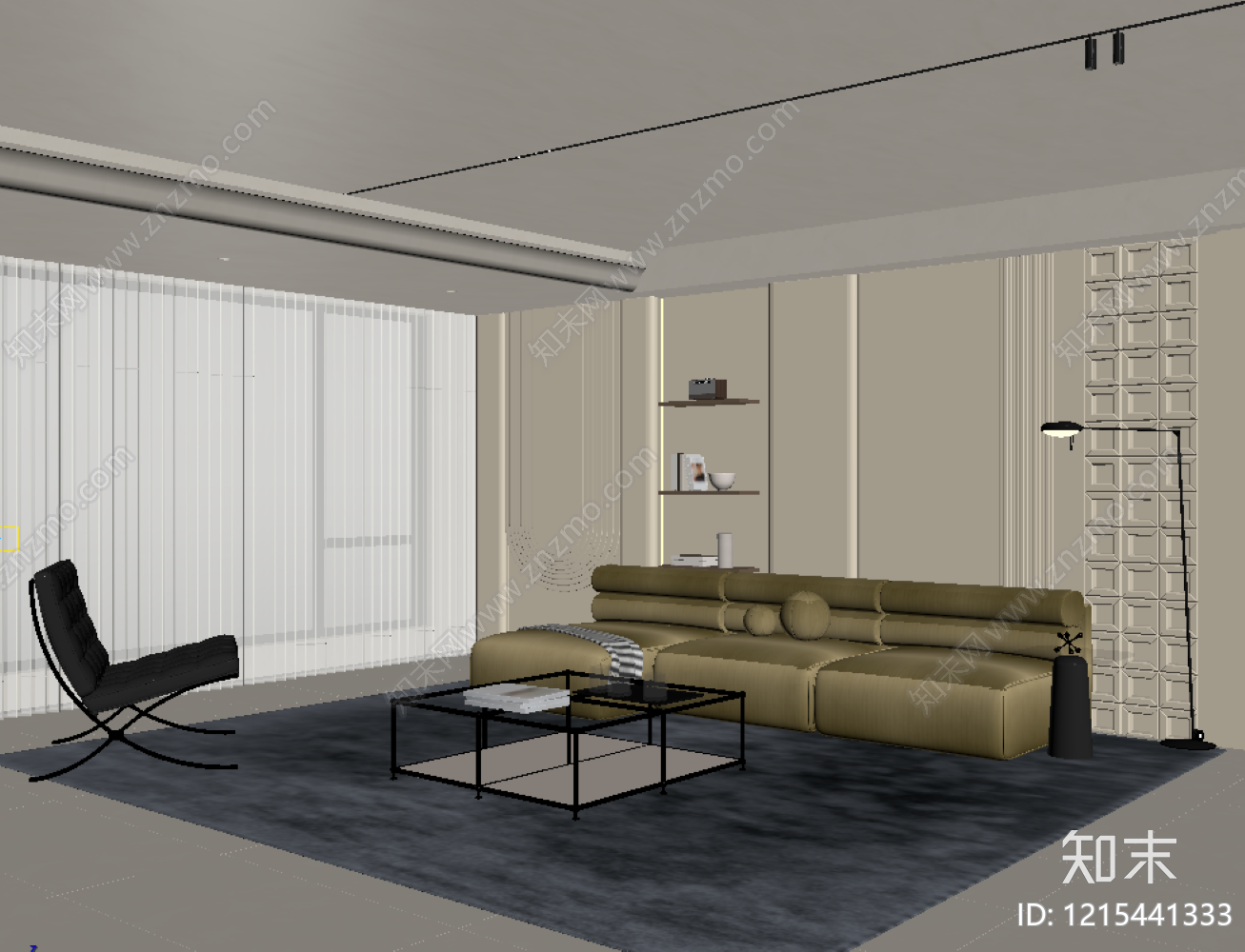 现代简约家居客厅SU模型下载【ID:1215441333】