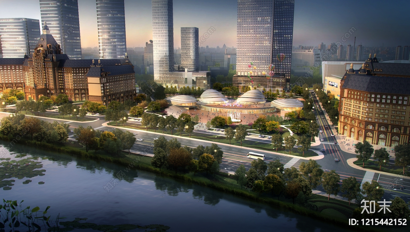 新古典主义鸟瞰规划3D模型下载【ID:1215442152】