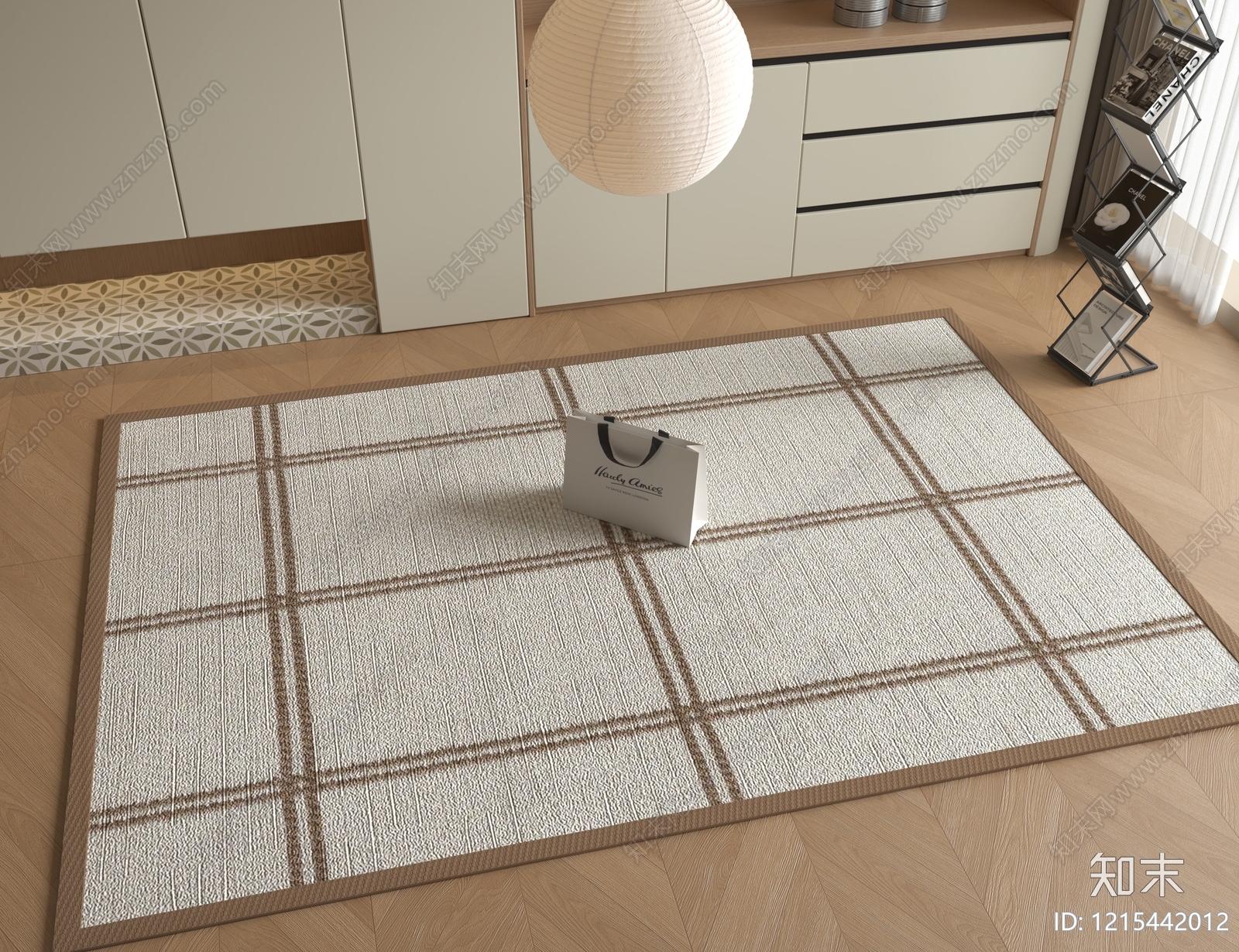 奶油风毛绒地毯3D模型下载【ID:1215442012】