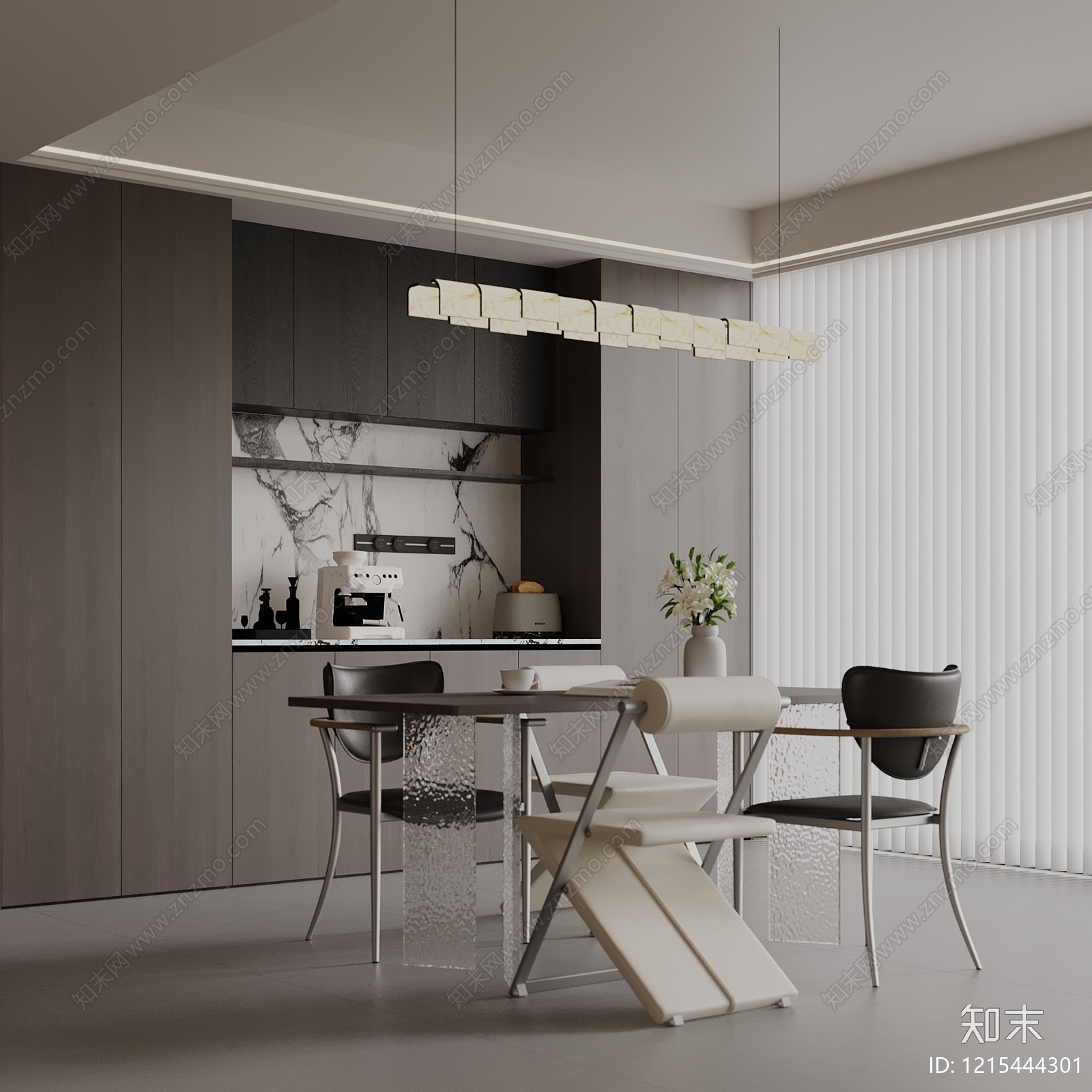 极简家居餐厅3D模型下载【ID:1215444301】