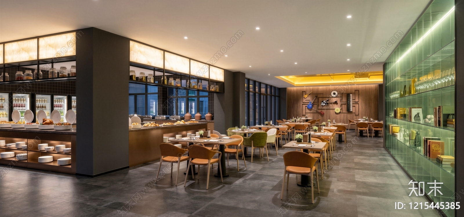 现代简约酒店餐厅SU模型下载【ID:1215445385】