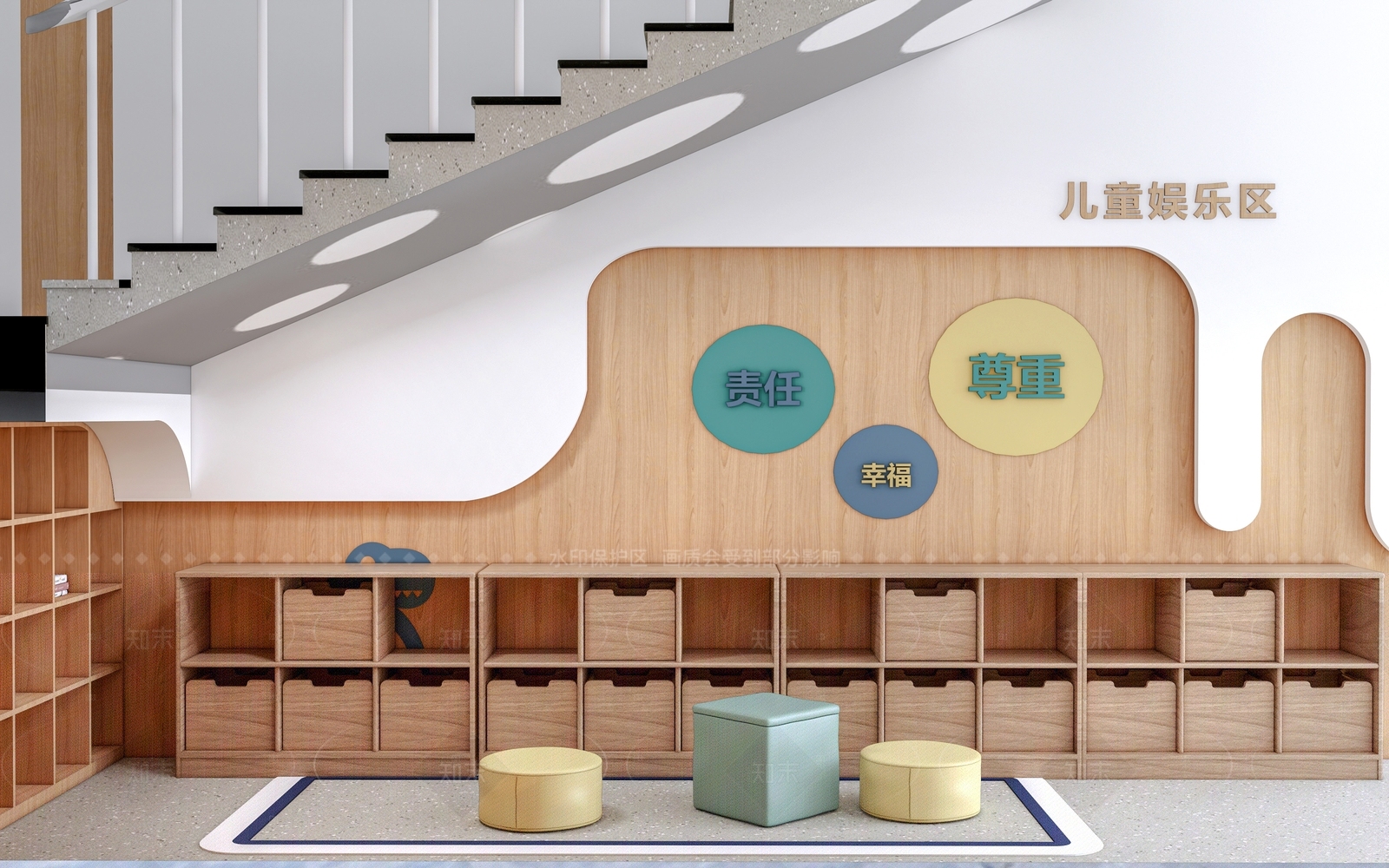 原木风幼儿园内部SU模型下载【ID:1215445379】