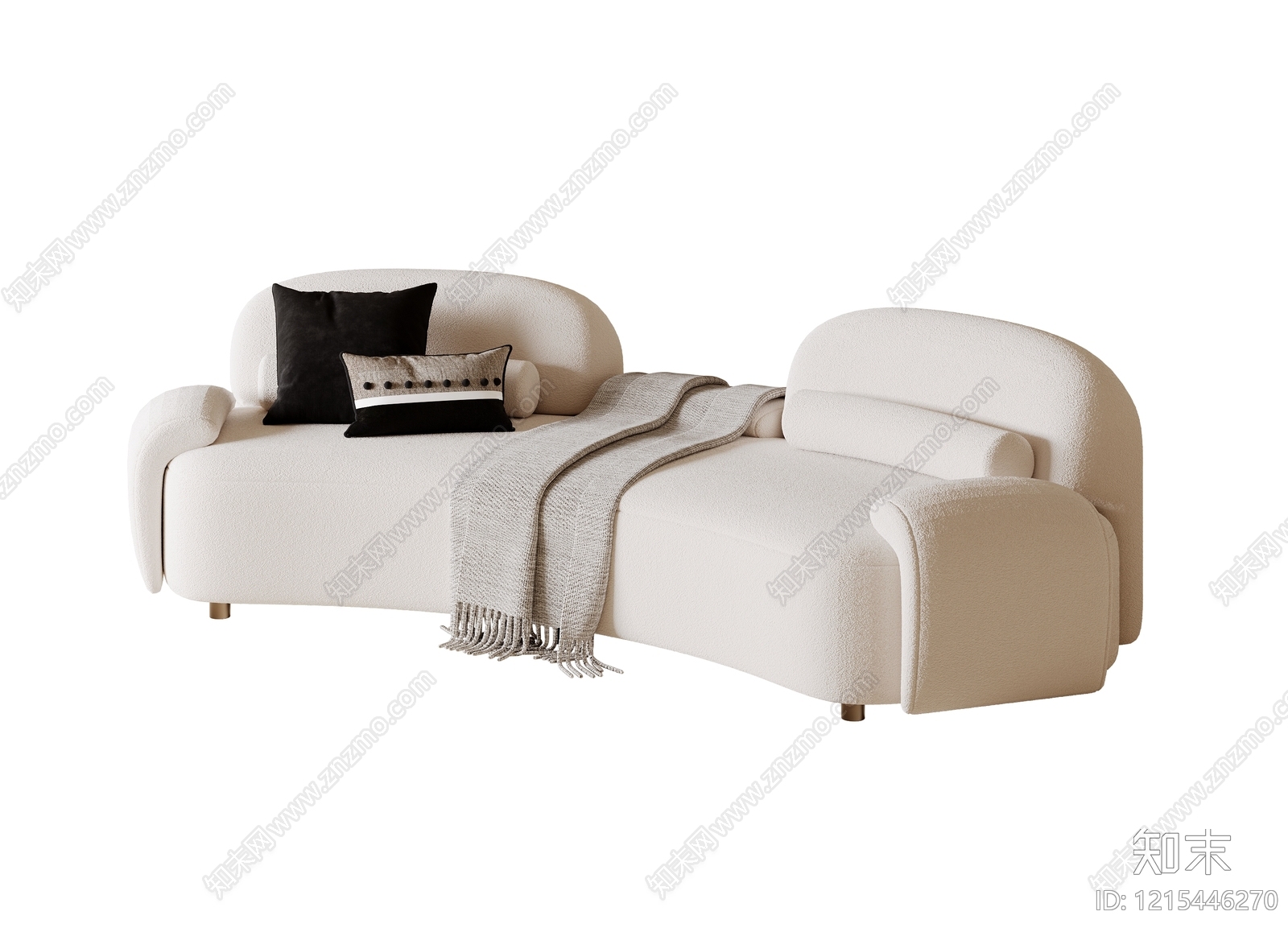 奶油风弧形沙发3D模型下载【ID:1215446270】