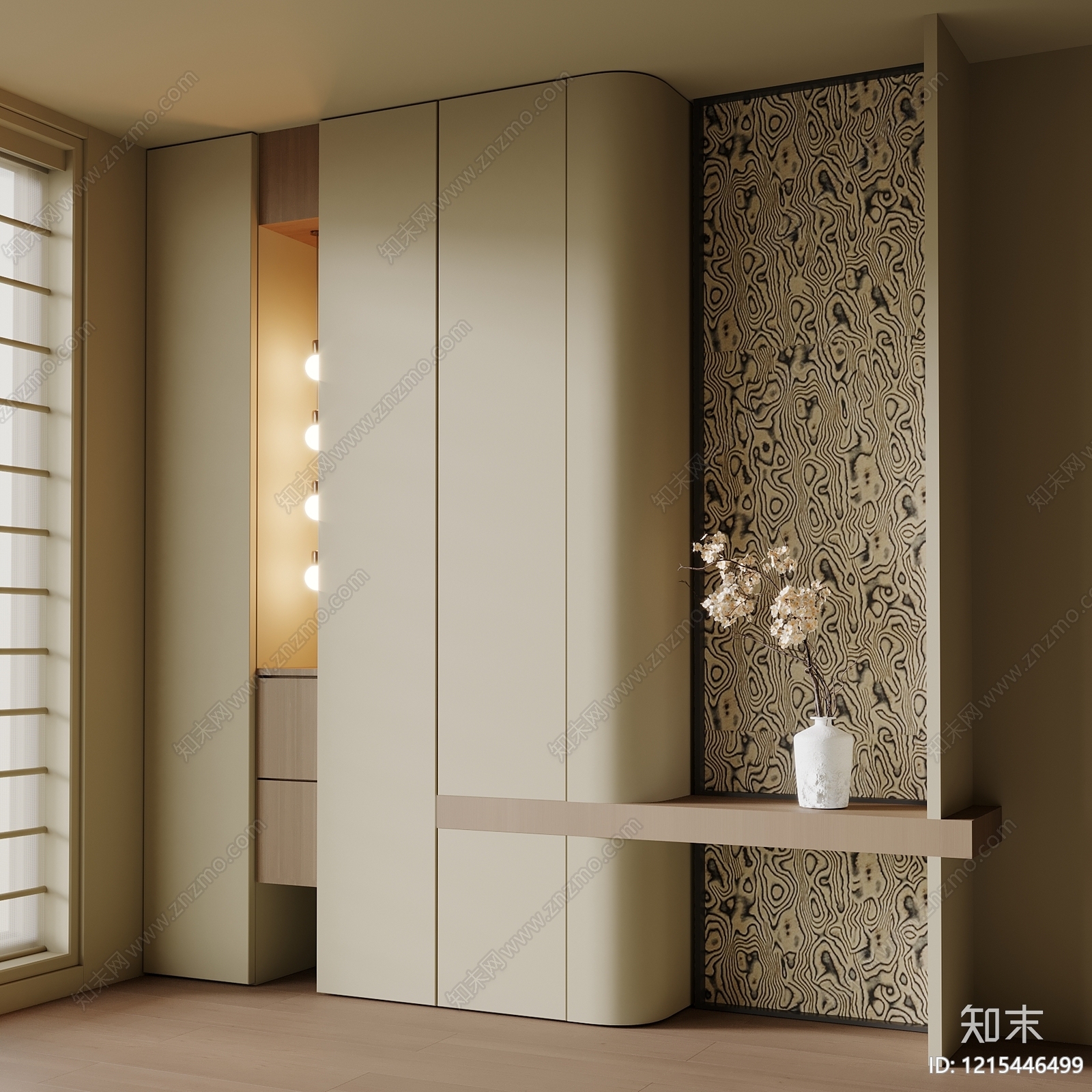 奶油风玄关3D模型下载【ID:1215446499】