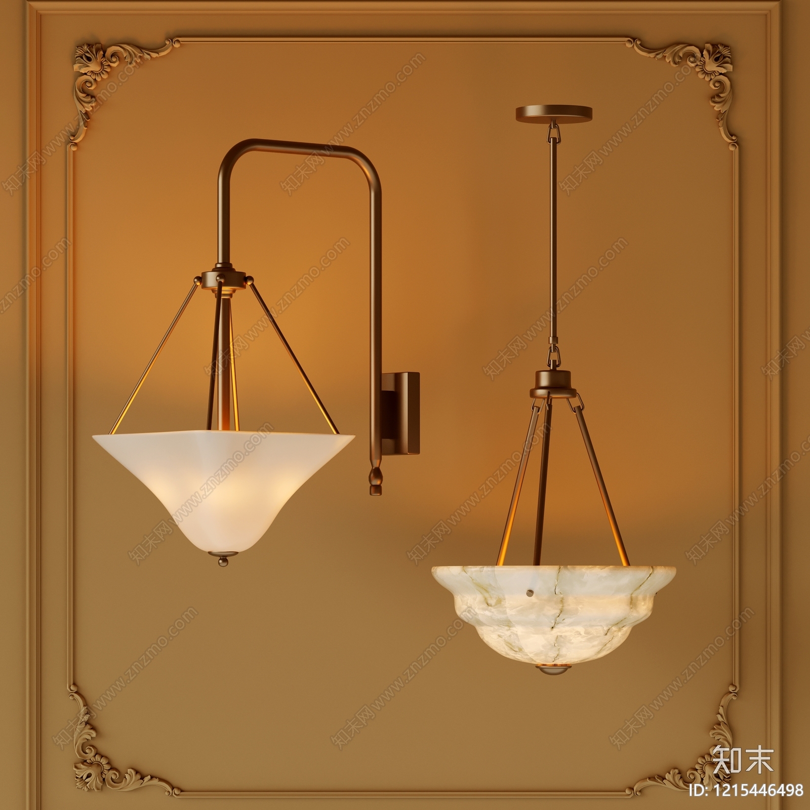 中古风灯具组合3D模型下载【ID:1215446498】