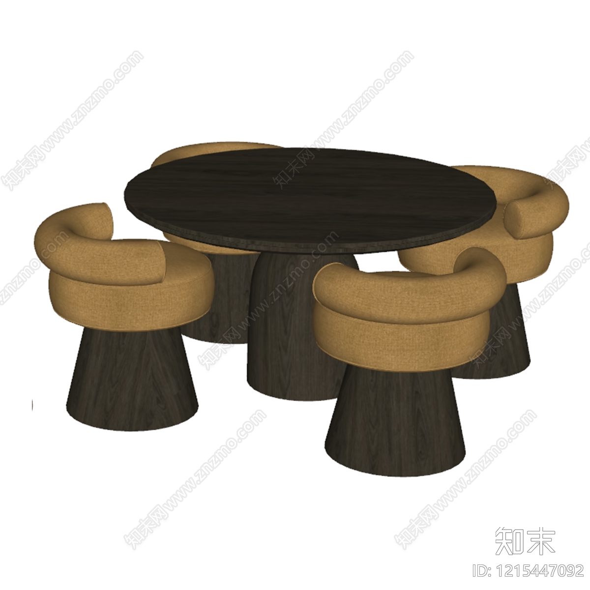 现代简约餐桌椅SU模型下载【ID:1215447092】