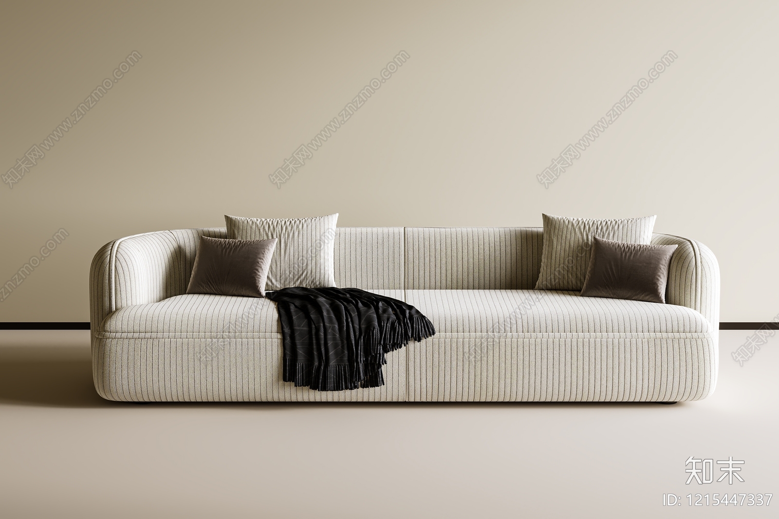 奶油风三人沙发3D模型下载【ID:1215447337】