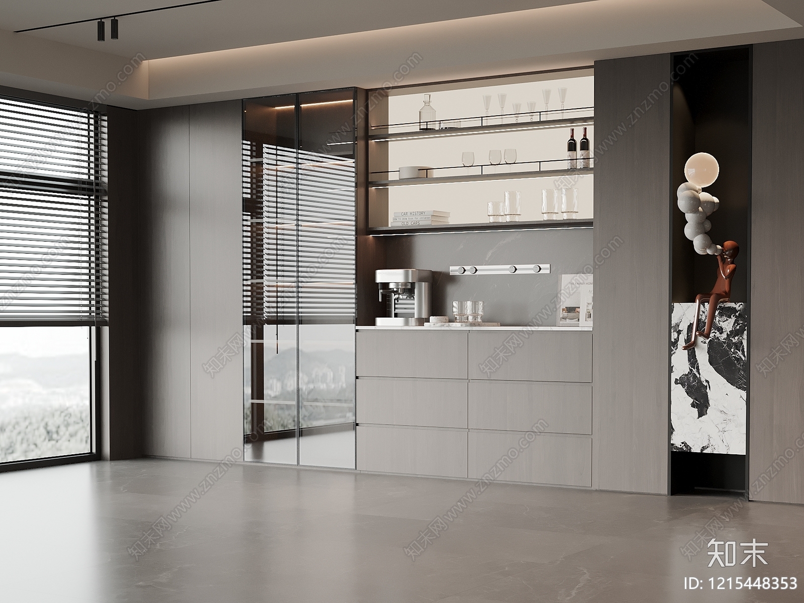 极简酒柜3D模型下载【ID:1215448353】
