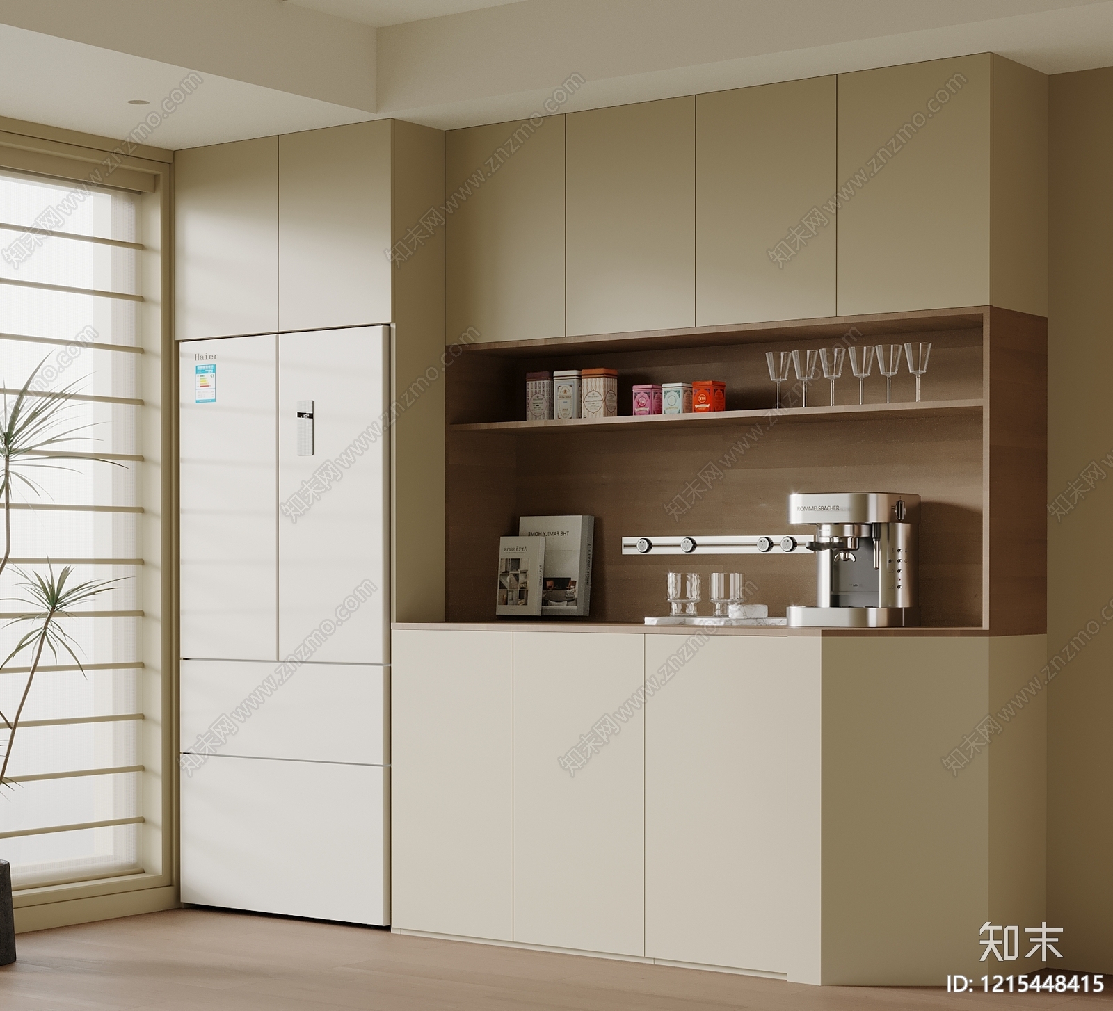 奶油风酒柜3D模型下载【ID:1215448415】
