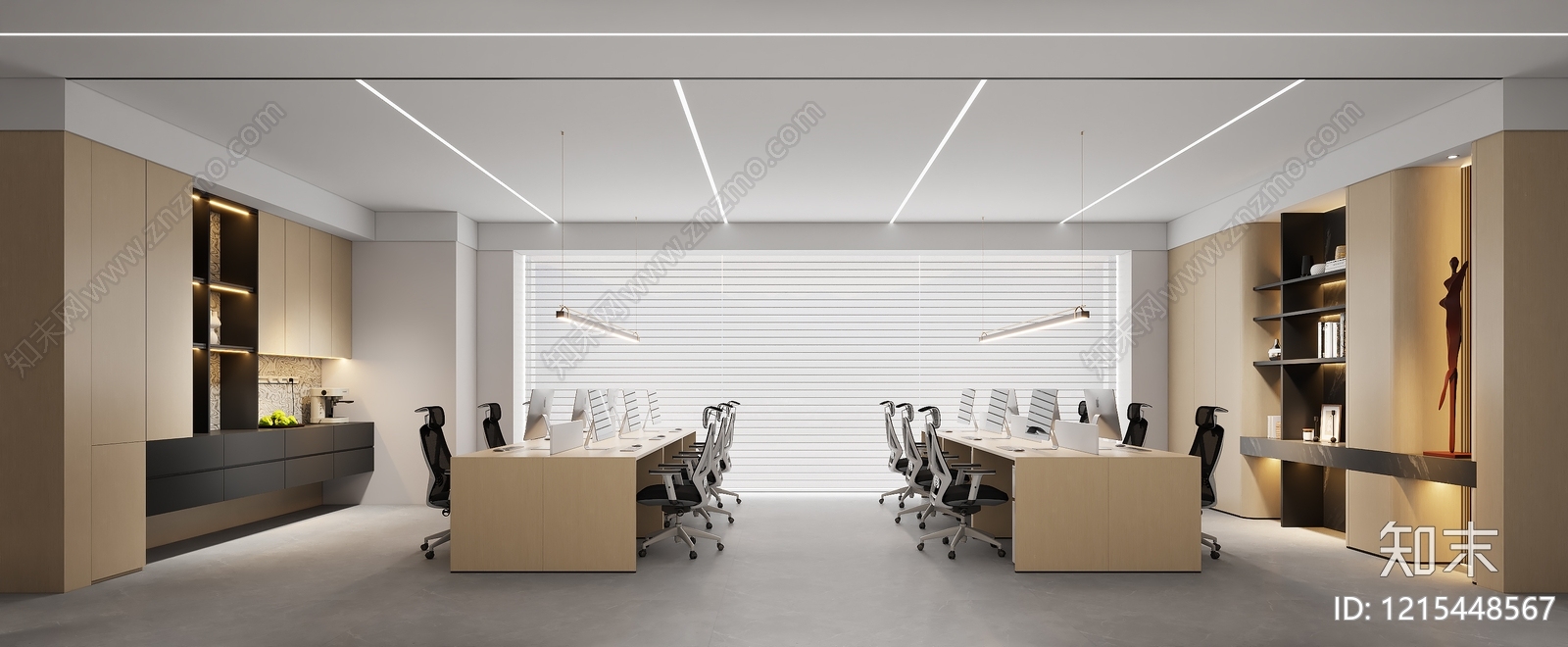 现代极简办公区3D模型下载【ID:1215448567】