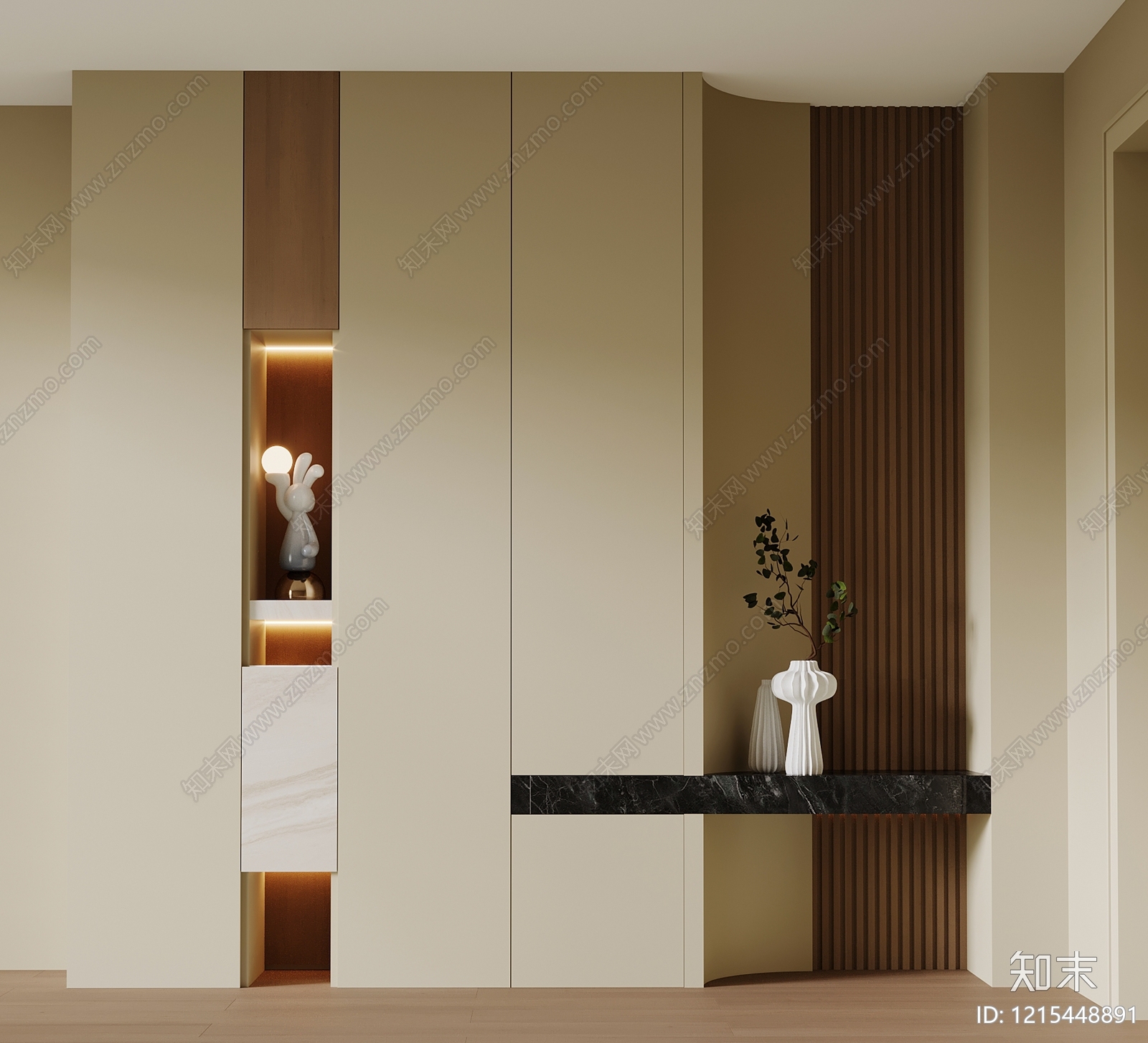 奶油风玄关3D模型下载【ID:1215448891】