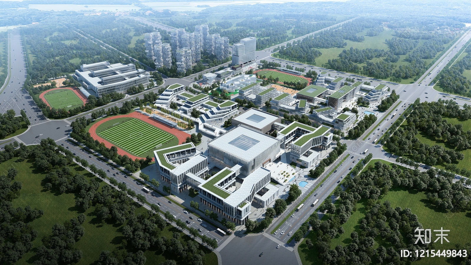 现代主义鸟瞰规划3D模型下载【ID:1215449843】