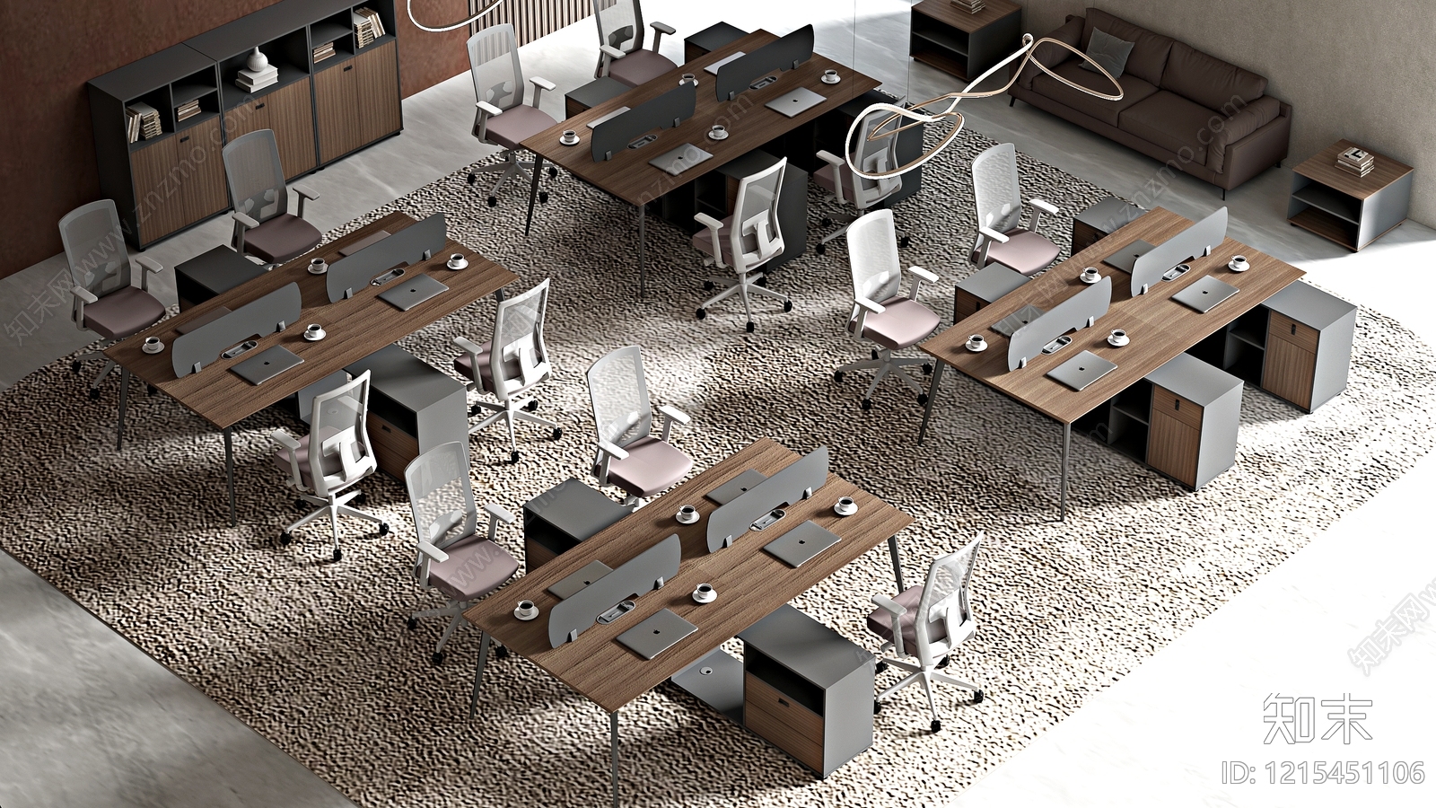 现代简约办公区3D模型下载【ID:1215451106】